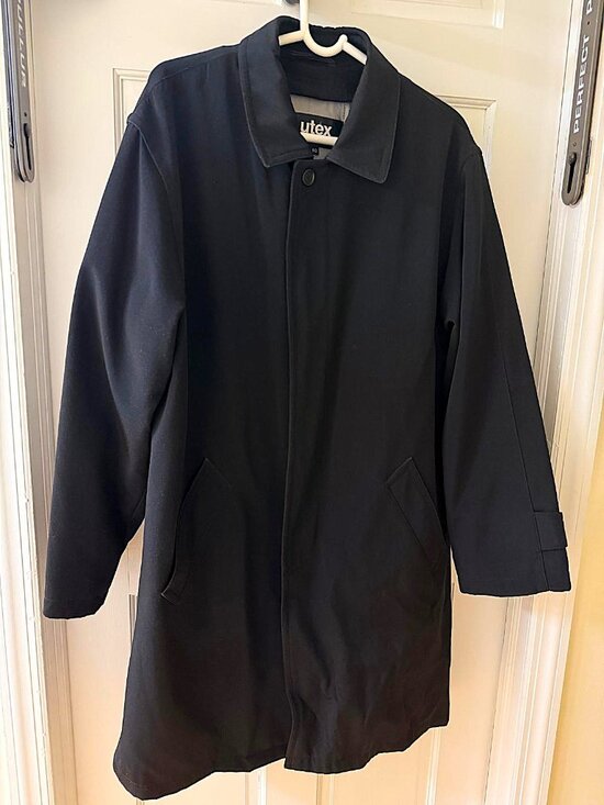 Utex Men’s Size 40 Blend Lined Coat Removable Lining Black Trench - Picture 2 of 8